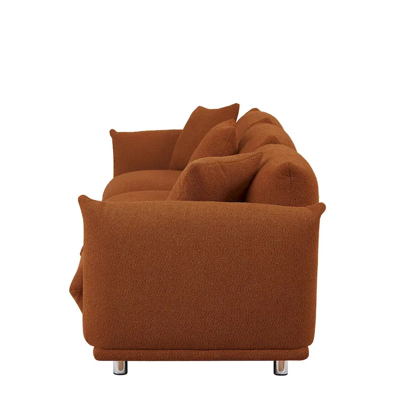 Oversized 3-Seater Sherpa Sofa with Solid Wood Frame and Metal Legs, 4 Colors