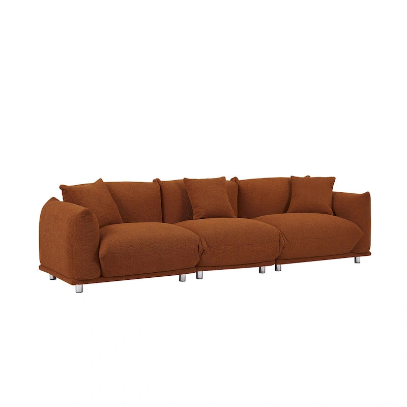 Oversized 3-Seater Sherpa Sofa with Solid Wood Frame and Metal Legs, 4 Colors