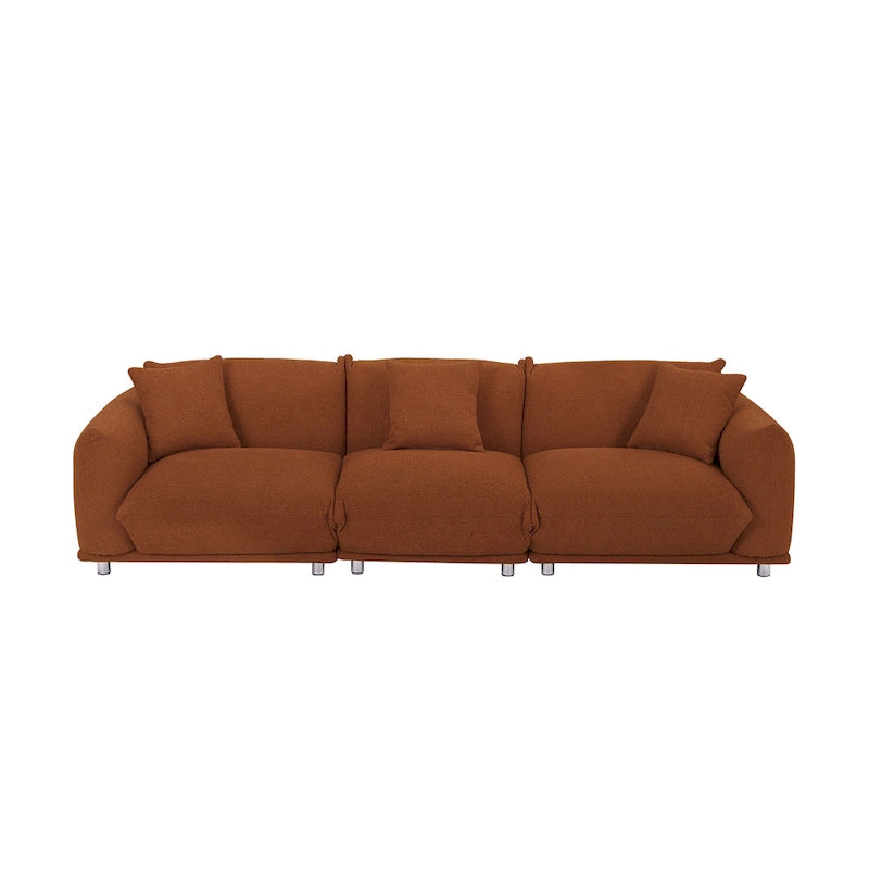Oversized 3-Seater Sherpa Sofa with Solid Wood Frame and Metal Legs, 4 Colors