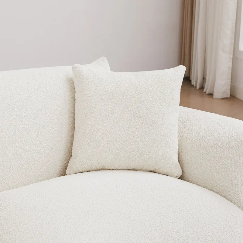 Oversized 3-Seater Sherpa Sofa with Solid Wood Frame and Metal Legs, 4 Colors