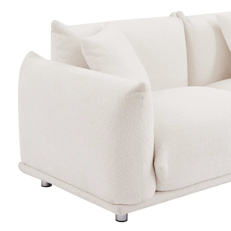 Oversized 3-Seater Sherpa Sofa with Solid Wood Frame and Metal Legs, 4 Colors