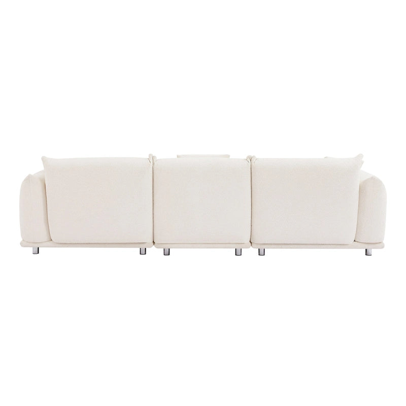 Oversized 3-Seater Sherpa Sofa with Solid Wood Frame and Metal Legs, 4 Colors