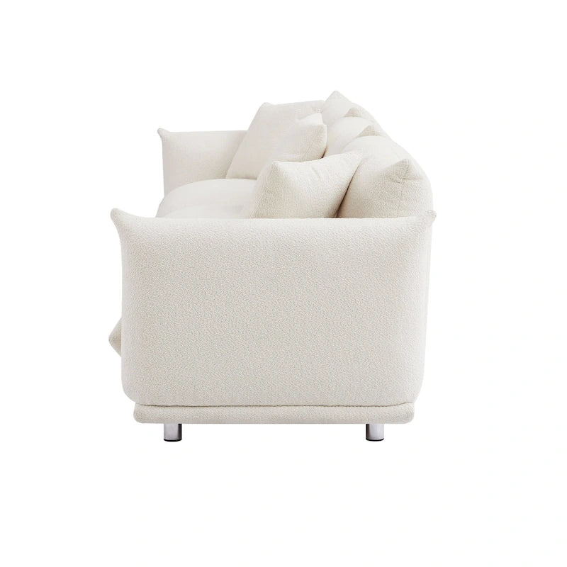 Oversized 3-Seater Sherpa Sofa with Solid Wood Frame and Metal Legs, 4 Colors