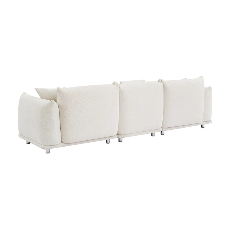 Oversized 3-Seater Sherpa Sofa with Solid Wood Frame and Metal Legs, 4 Colors
