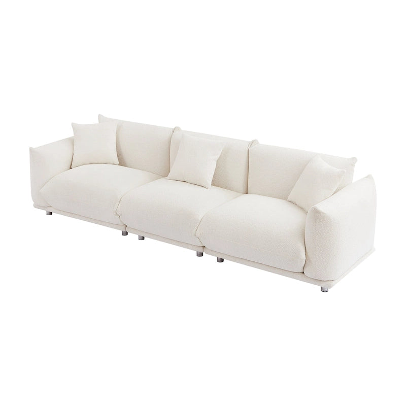 Oversized 3-Seater Sherpa Sofa with Solid Wood Frame and Metal Legs, 4 Colors
