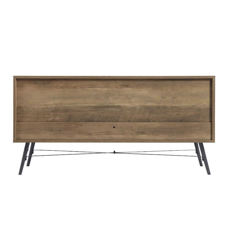 47-Inch 4-Drawer Horizontal Dresser with X-Frame Metal Legs, Walnut Brown