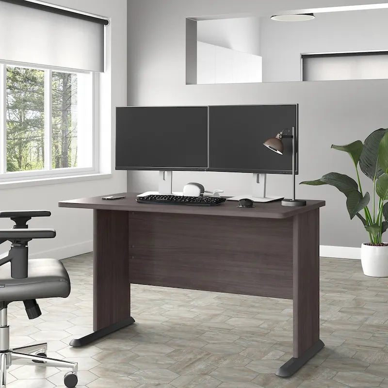 48-Inch Computer Desk with Wire Management Grommet, ANSI/BIFMA Certified, Storm Gray White Platinum