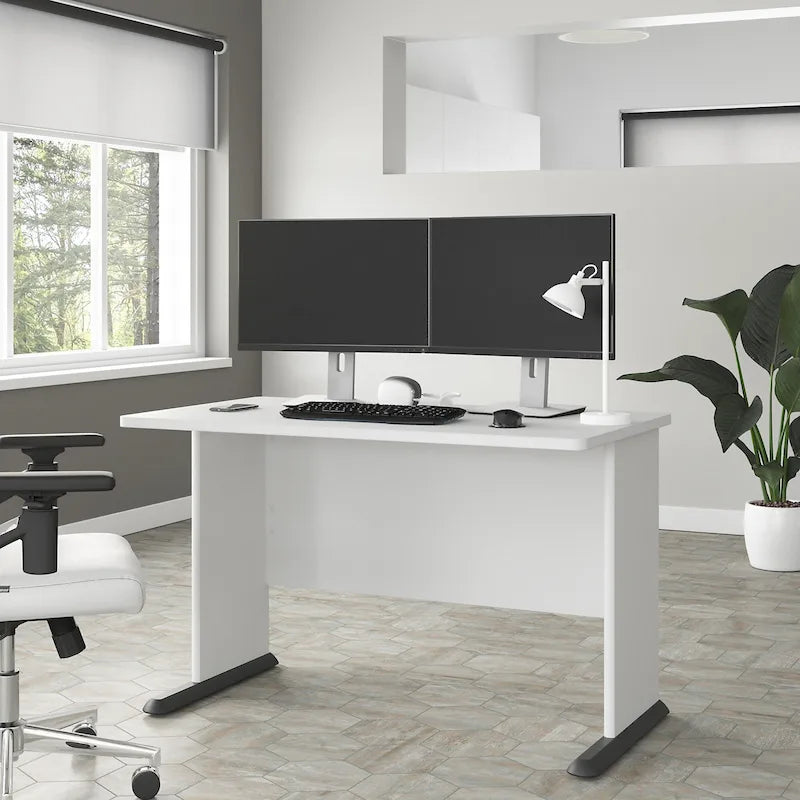 48-Inch Computer Desk with Wire Management Grommet, ANSI/BIFMA Certified, Storm Gray White Platinum