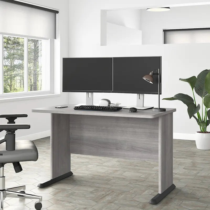 48-Inch Computer Desk with Wire Management Grommet, ANSI/BIFMA Certified, Storm Gray White Platinum