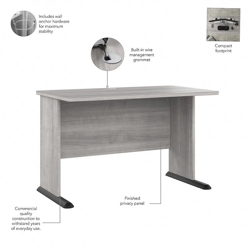 48-Inch Computer Desk with Wire Management Grommet, ANSI/BIFMA Certified, Storm Gray White Platinum