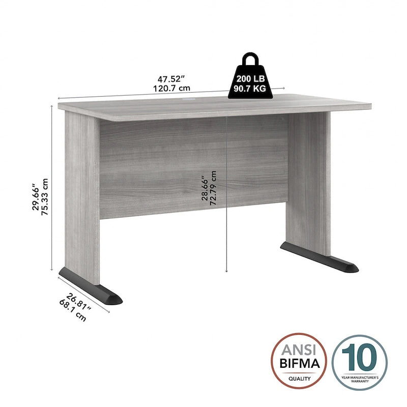 48-Inch Computer Desk with Wire Management Grommet, ANSI/BIFMA Certified, Storm Gray White Platinum