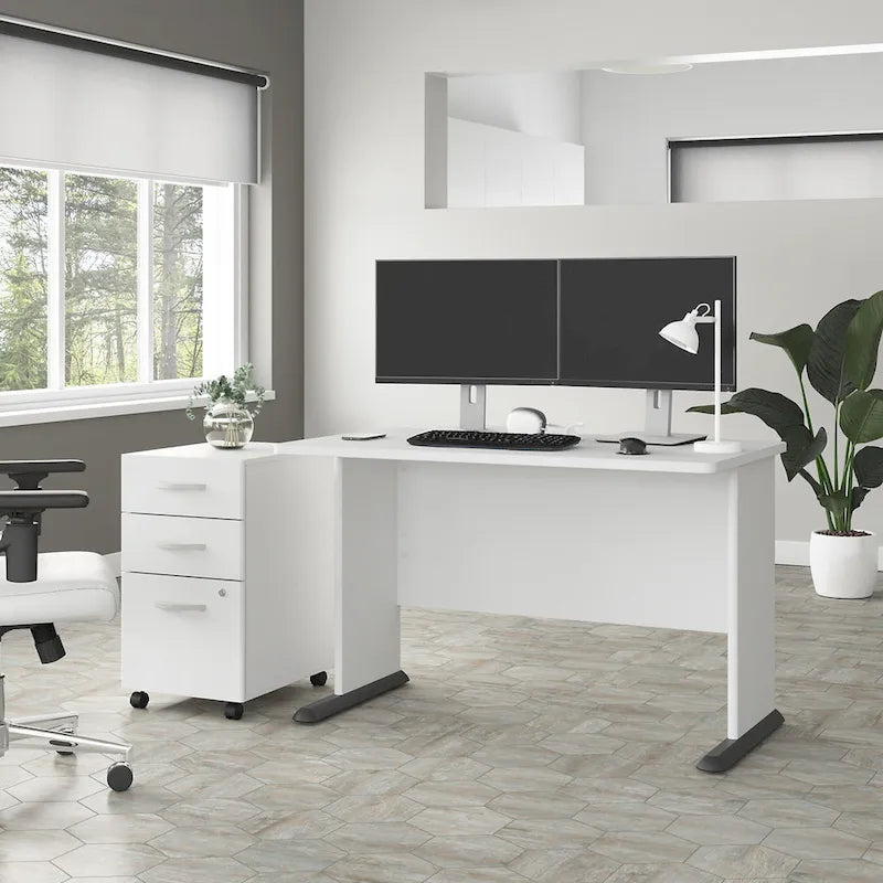 48-Inch Computer Desk with Wire Management Grommet, ANSI/BIFMA Certified, Storm Gray White Platinum