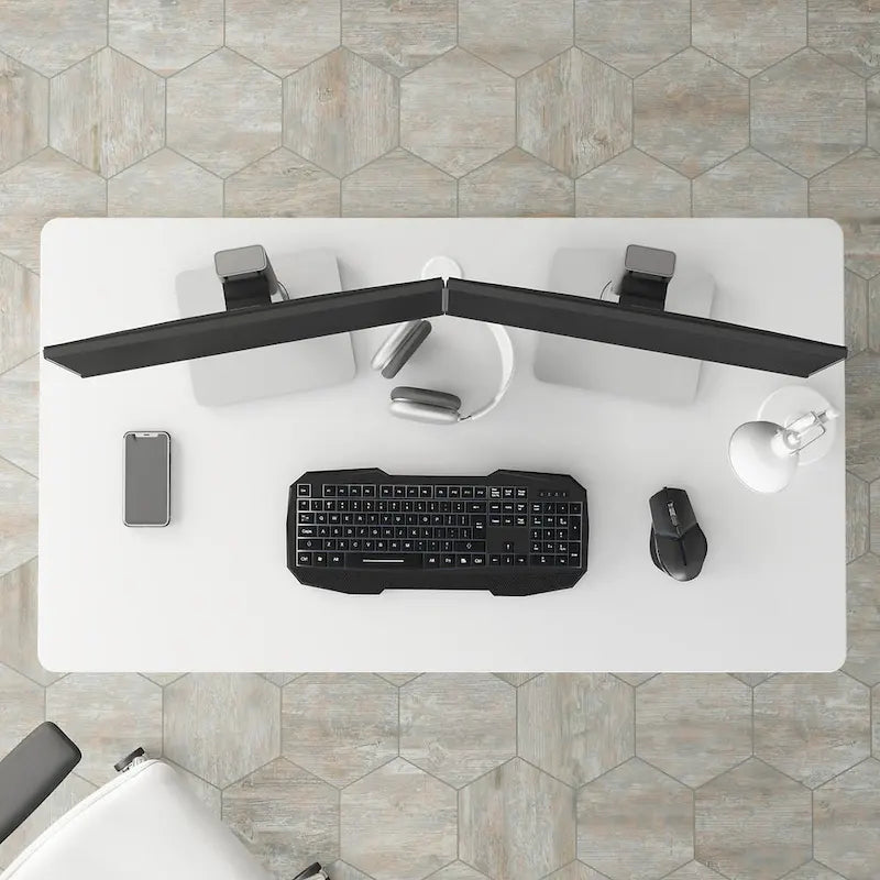 48-Inch Computer Desk with Wire Management Grommet, ANSI/BIFMA Certified, Storm Gray White Platinum