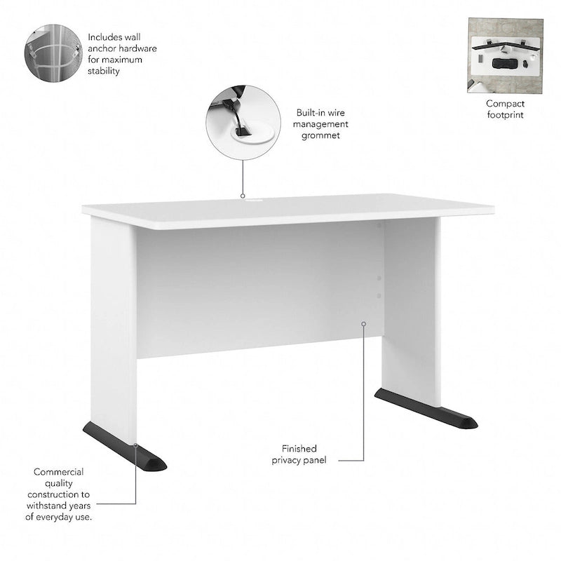 48-Inch Computer Desk with Wire Management Grommet, ANSI/BIFMA Certified, Storm Gray White Platinum