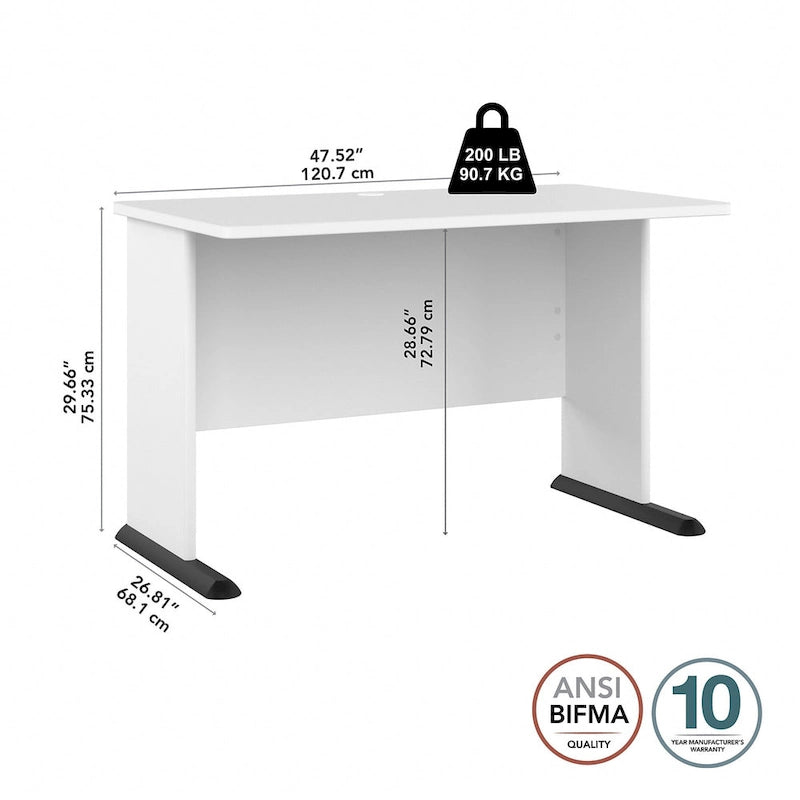 48-Inch Computer Desk with Wire Management Grommet, ANSI/BIFMA Certified, Storm Gray White Platinum