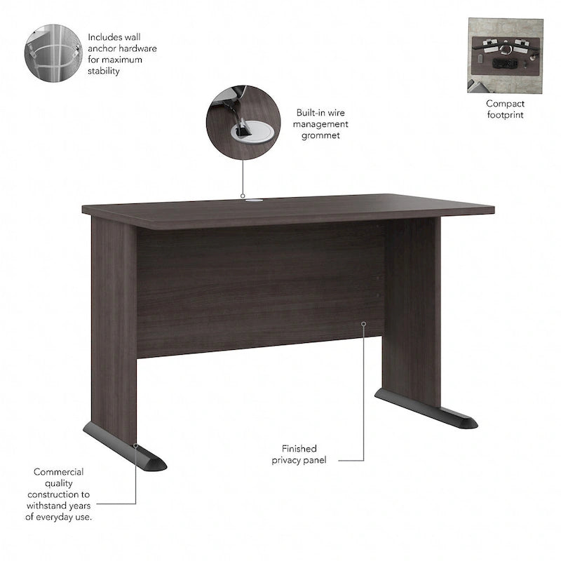 48-Inch Computer Desk with Wire Management Grommet, ANSI/BIFMA Certified, Storm Gray White Platinum