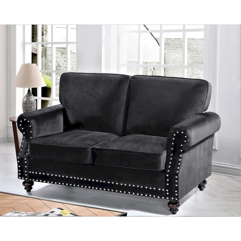 Ramos Nailhead Velvet Loveseat