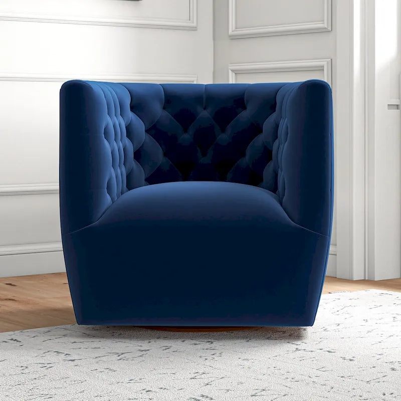 Luxor Mid-Century Modern Furniture Comfy Velvet Swivel Accent Chair