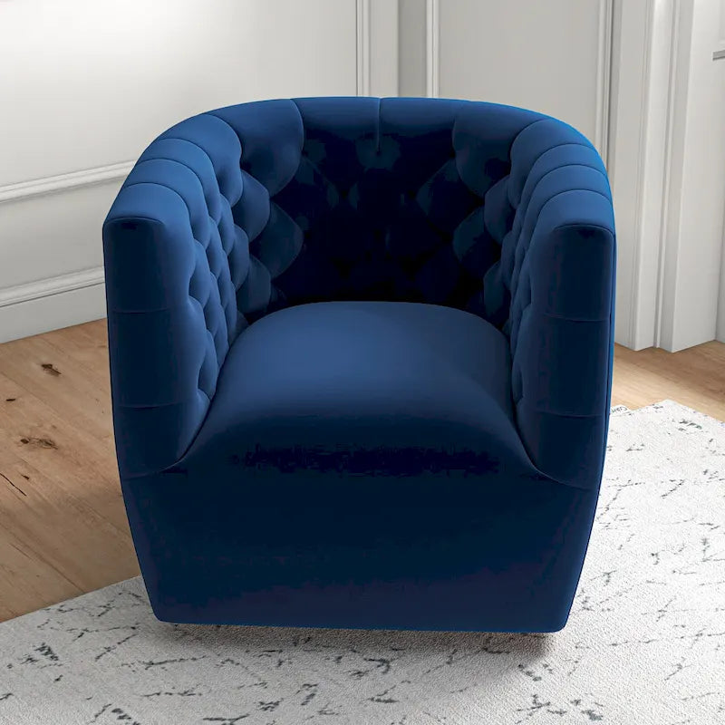 Luxor Mid-Century Modern Furniture Comfy Velvet Swivel Accent Chair
