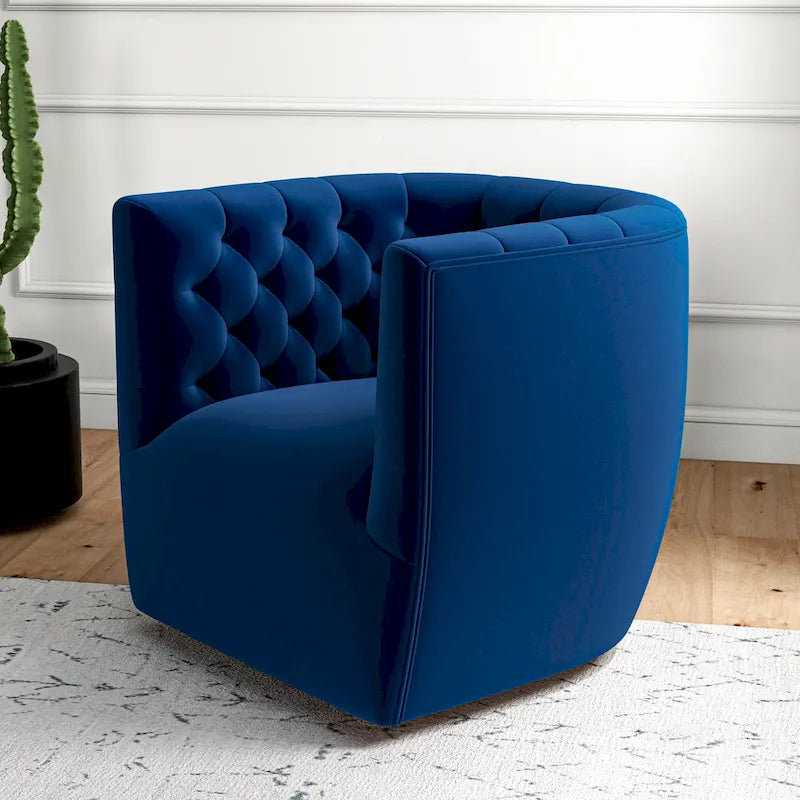 Luxor Mid-Century Modern Furniture Comfy Velvet Swivel Accent Chair