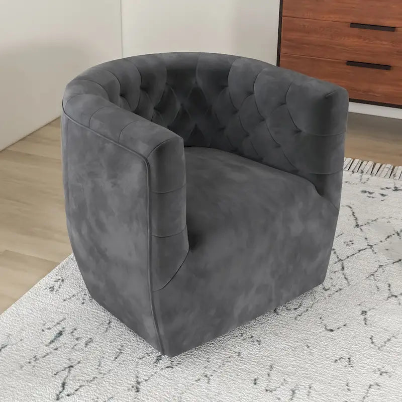 Luxor Mid-Century Modern Furniture Comfy Velvet Swivel Accent Chair