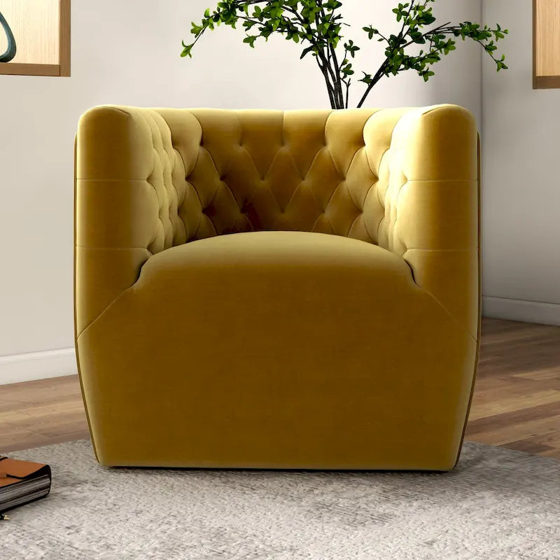 Luxor Mid-Century Modern Furniture Comfy Velvet Swivel Accent Chair