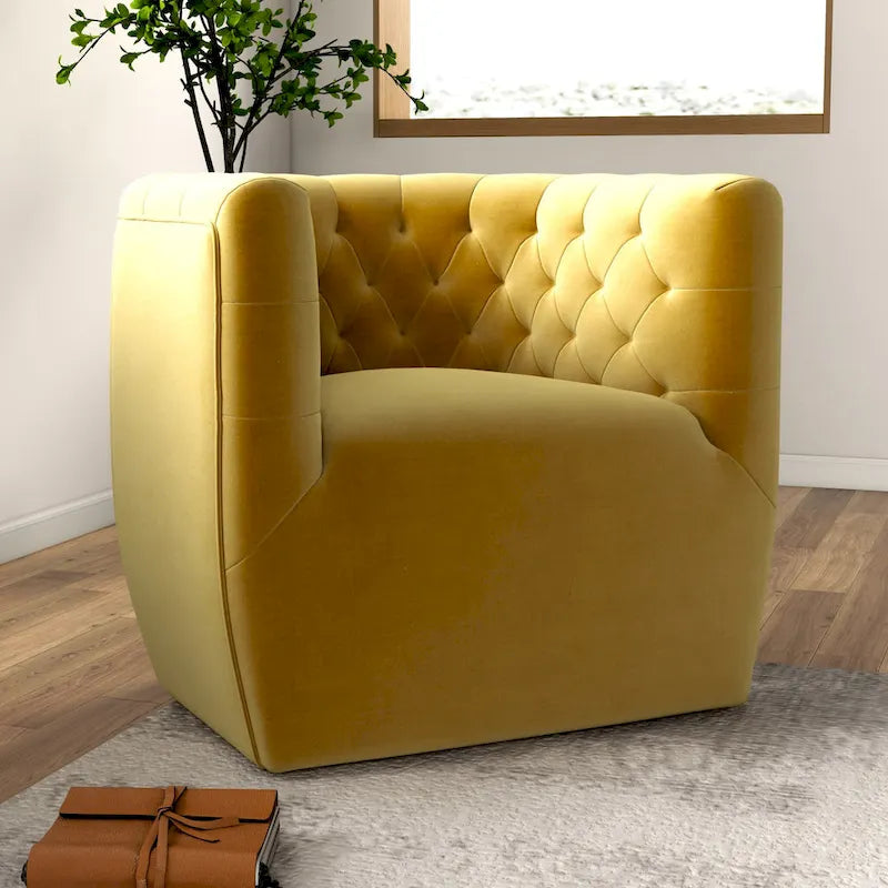 Luxor Mid-Century Modern Furniture Comfy Velvet Swivel Accent Chair