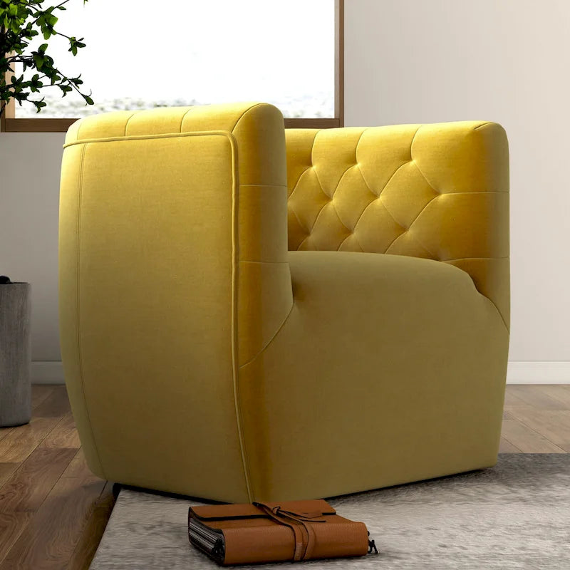 Luxor Mid-Century Modern Furniture Comfy Velvet Swivel Accent Chair
