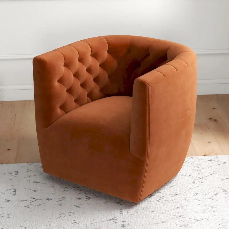 Luxor Mid-Century Modern Furniture Comfy Velvet Swivel Accent Chair