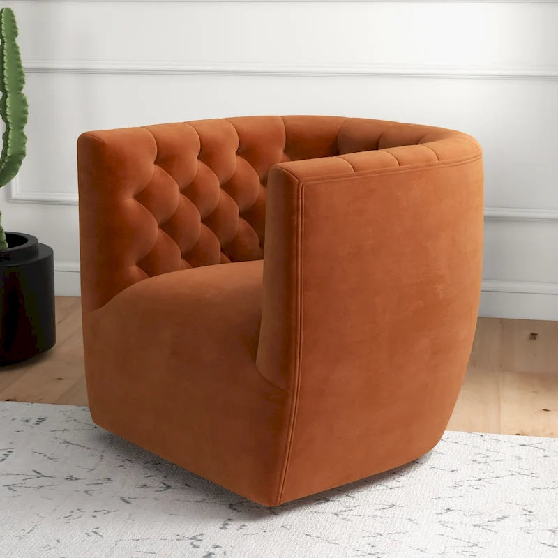 Luxor Mid-Century Modern Furniture Comfy Velvet Swivel Accent Chair