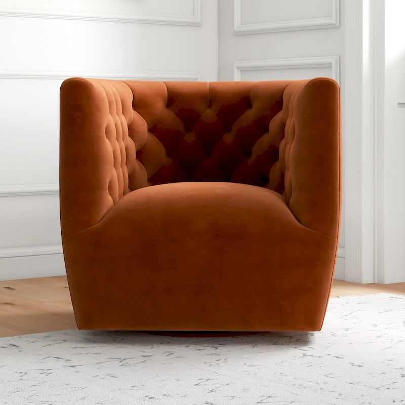 Luxor Mid-Century Modern Furniture Comfy Velvet Swivel Accent Chair
