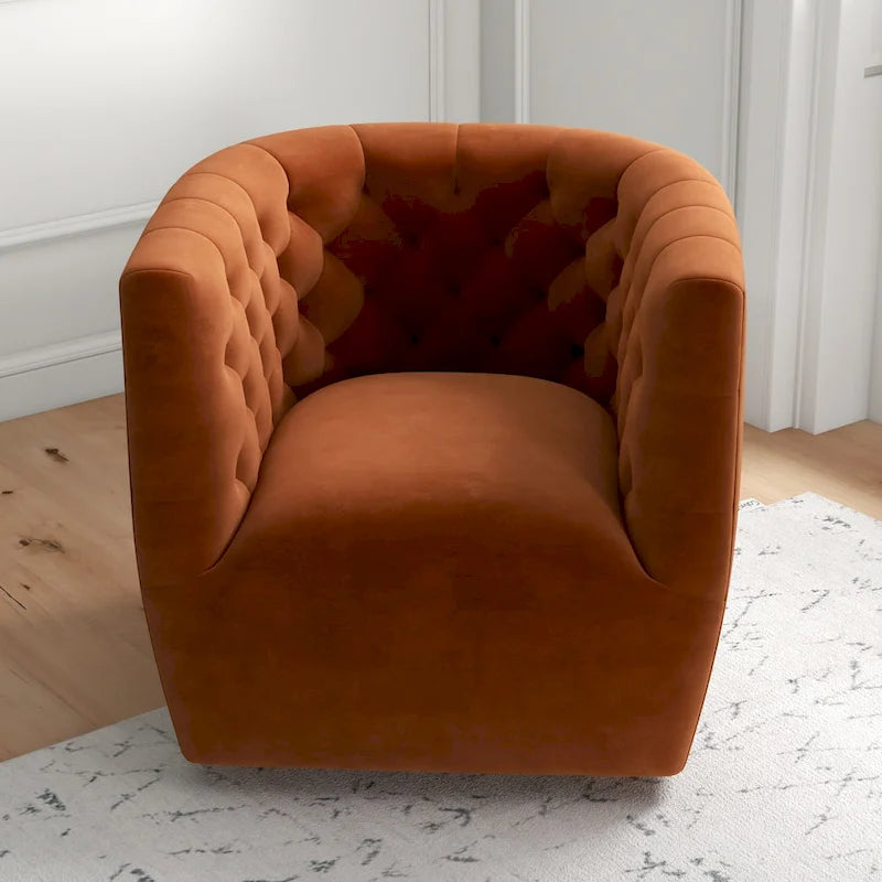 Luxor Mid-Century Modern Furniture Comfy Velvet Swivel Accent Chair