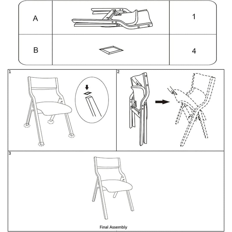 Upholstered Folding Dining Chairs with Rubber Wood Frame, Set of 2, Beige