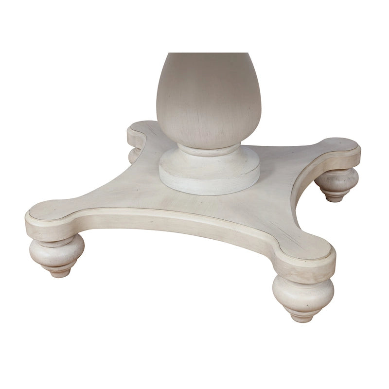 Round Pedestal Dining Table with Distressed Weathered Oak and White Finish