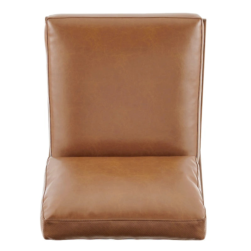 Mid-Century Modern Accent Chair with Faux Leather or Boucle Fabric, Chocolate, Beige