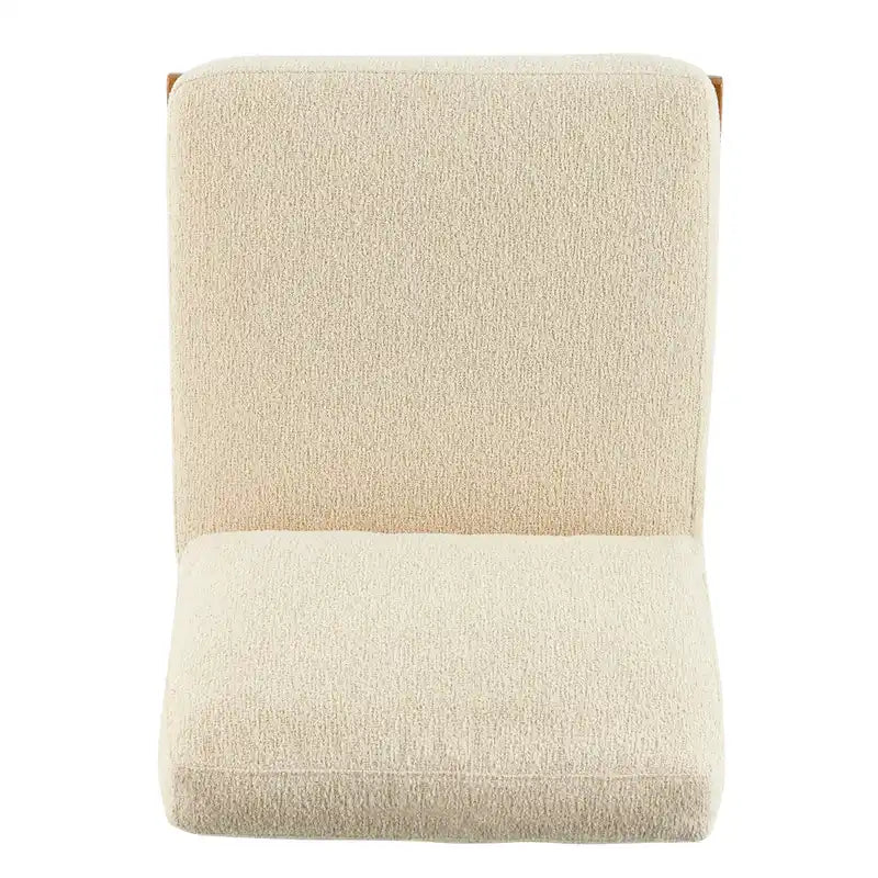Mid-Century Modern Accent Chair with Faux Leather or Boucle Fabric, Chocolate, Beige