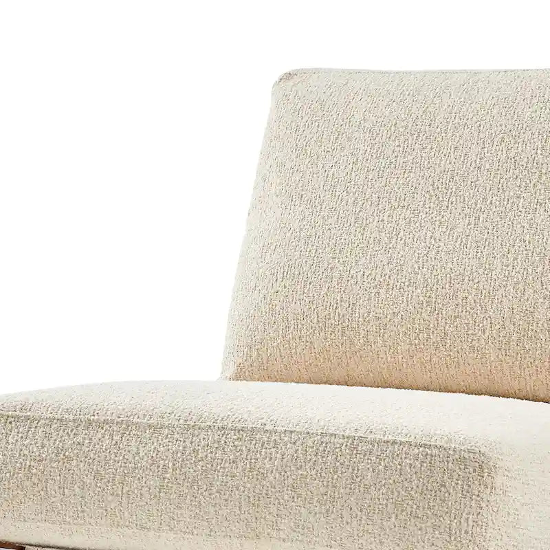 Mid-Century Modern Accent Chair with Faux Leather or Boucle Fabric, Chocolate, Beige