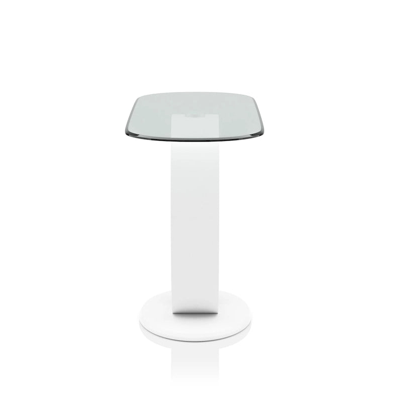 47-Inch Oval Tempered Glass Sofa Table with O-Shaped High Gloss Base, Black White