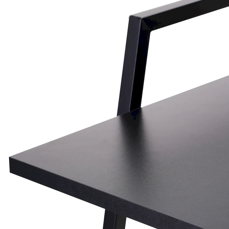 Portable Folding Computer Desk with Guardrail, Black and Brown Options