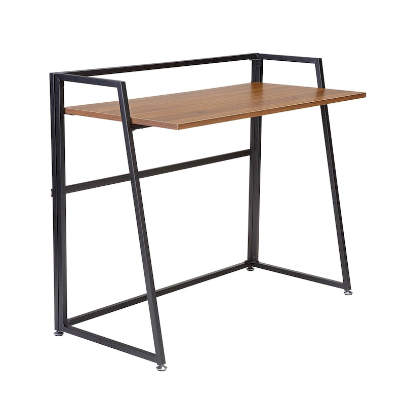 Portable Folding Computer Desk with Guardrail, Black and Brown Options