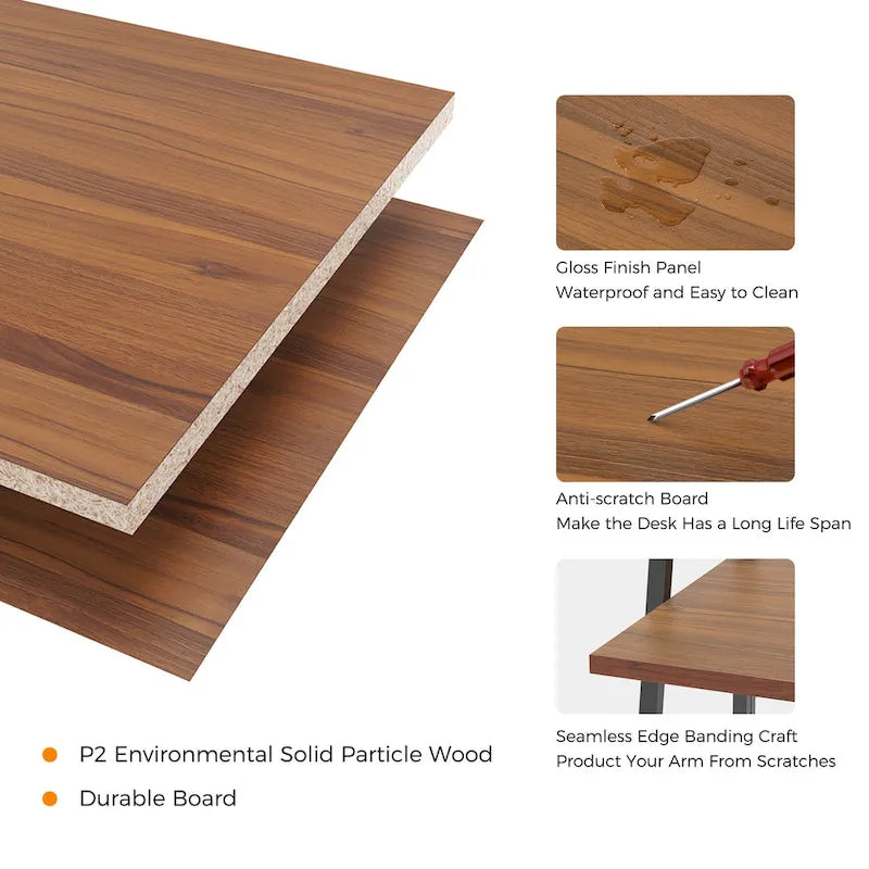 Portable Folding Computer Desk with Guardrail, Black and Brown Options