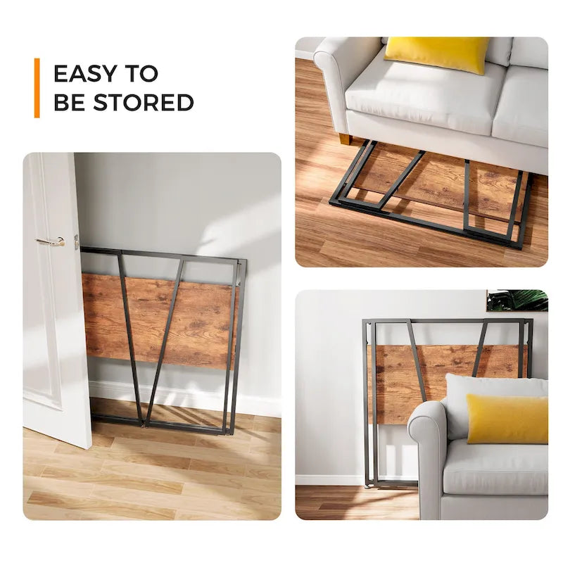Portable Folding Computer Desk with Guardrail, Black and Brown Options