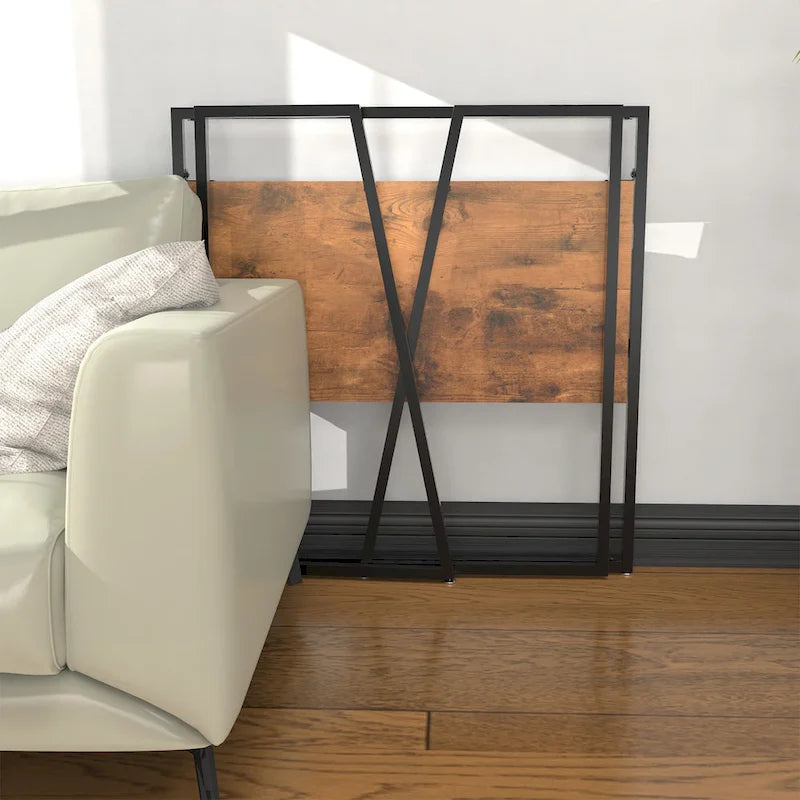 Portable Folding Computer Desk with Guardrail, Black and Brown Options