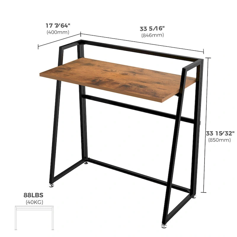 Portable Folding Computer Desk with Guardrail, Black and Brown Options