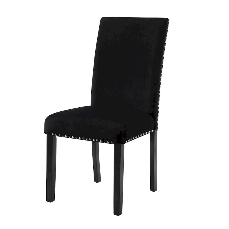Velvet Parsons Dining Chair with Chrome Nailhead Trim, Set of 2, 3 Colors