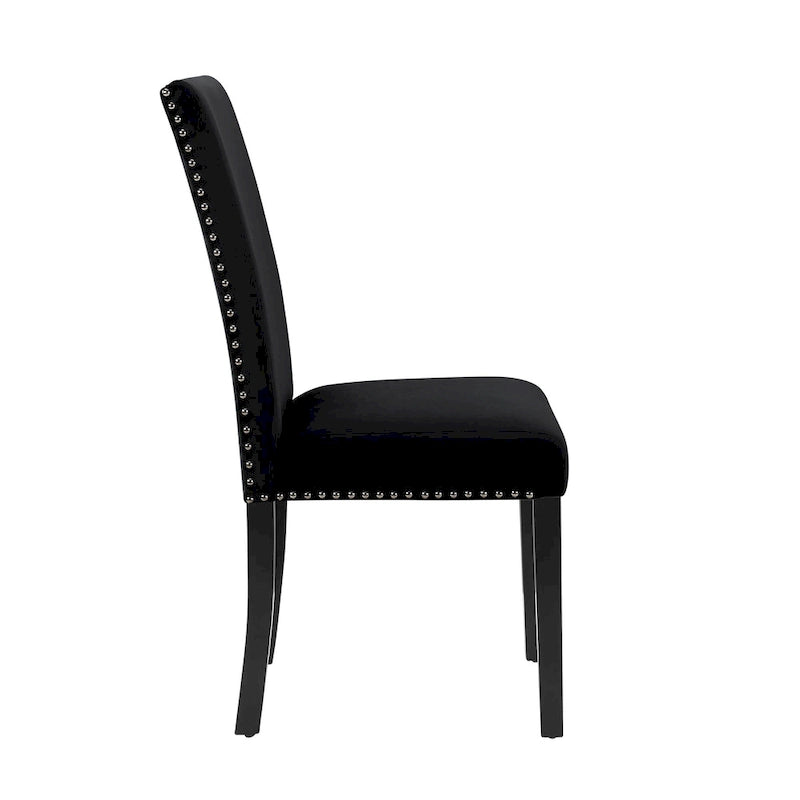 Velvet Parsons Dining Chair with Chrome Nailhead Trim, Set of 2, 3 Colors
