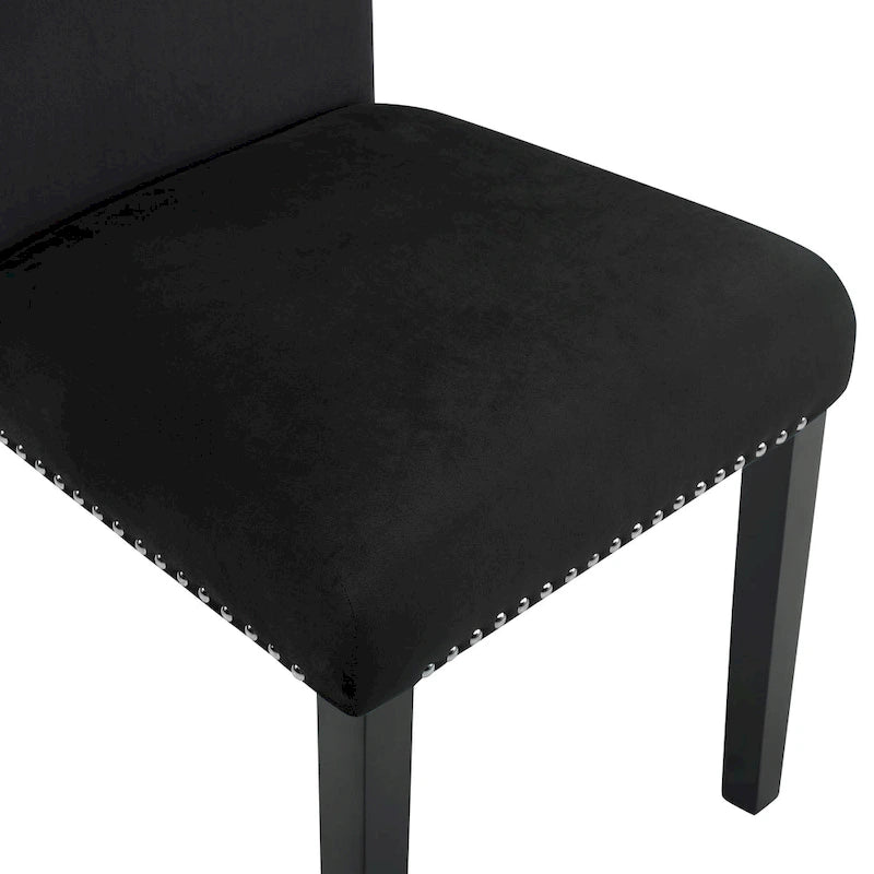 Velvet Parsons Dining Chair with Chrome Nailhead Trim, Set of 2, 3 Colors