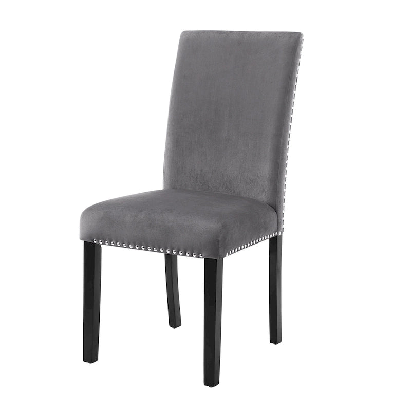 Velvet Parsons Dining Chair with Chrome Nailhead Trim, Set of 2, 3 Colors