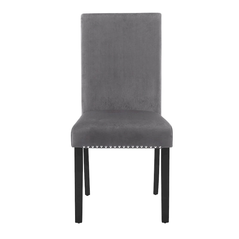 Velvet Parsons Dining Chair with Chrome Nailhead Trim, Set of 2, 3 Colors