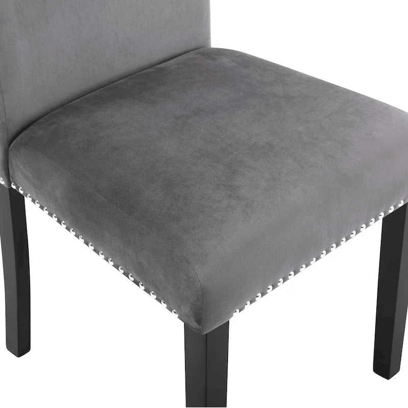 Velvet Parsons Dining Chair with Chrome Nailhead Trim, Set of 2, 3 Colors